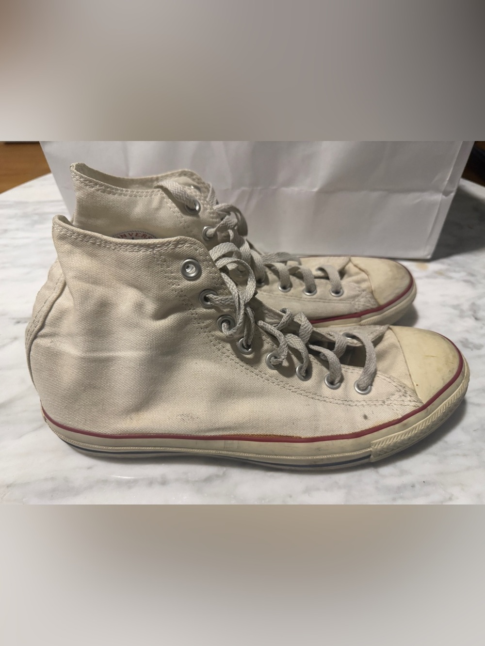 Men's High-Top Canvas Sneakers - Off-White